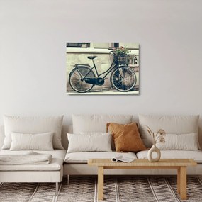 Obraz na szkle - Vintage rower z kwiatami (70x50 cm)