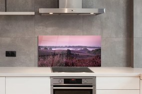 Szkło do Kuchni na Ścianę Wrzosy w Pełnym Rozkwicie