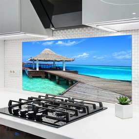 Szkło do Kuchni na Ścianę Most Nad Morskim Brzegiem