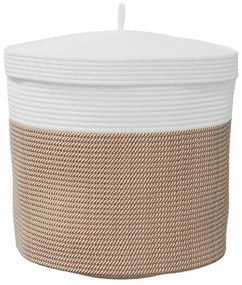 Brązowo-biały kosz na pranie z pokrywą W4-G19