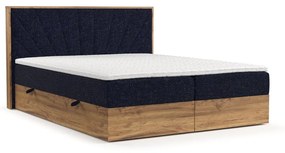 Ciemnoniebiesko-naturalne łóżko boxspring ze schowkiem 140x200 cm Asahi – Maison de Rêve