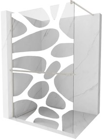 Mexen Kioto+ ścianka prysznicowa z półką Walk-in 70 x 200 cm, biały wzór, nikiel szczotkowany - 800-070-121-97-97