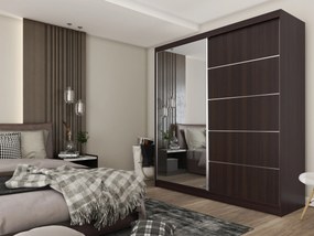 Szafa Przesuwna MIRELLA 200 cm z Lustrem Szafa Dwudrzwiowa Wenge