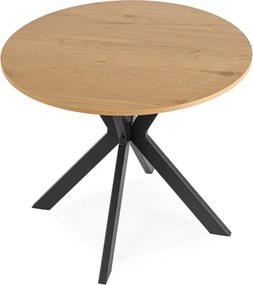 Zestaw Stół Okrągły LAUREN 90 cm Dąb Złoty/Czarny i 4 Krzesła ROBIN Czarne