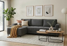 Elegancki narożnik lewostronny rozkładany VIKI 238x143cm, w tkaninie MONOLITH 92 szarej