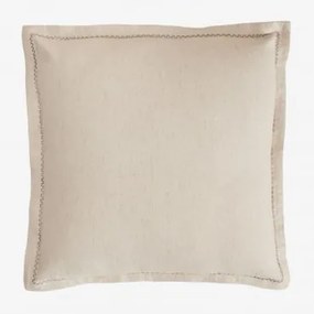 Kwadratowa Poduszka 40x40 Cm Z Bawełny I Lnu Nisora Nude Beżowy - Sklum