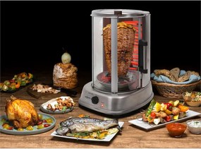OneConcept Kebab Master 1500W 7KG Zestaw do Kebabu Srebrny
