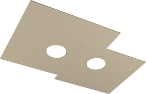 Lampa sufitowa kwadratowa Toplight 2-punktowa Plate z oprawką GX53, struktura w kolorze piaskowym, nowoczesny design 50x35x3cm