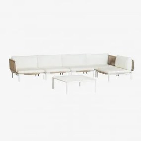 5-częściowa Modułowa Narożna Sofa Ogrodowa I Stolik Kawowy Roubly Beige Migdałowa - Sklum
