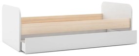 Białe łóżko dziecięce w dekorze sosny z wysuwanym łóżkiem i schowkiem 90x200 cm Esteban – Marckeric