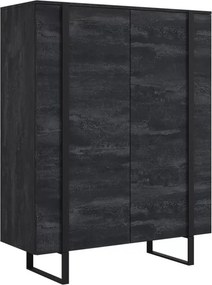 Komoda wysoka Verica 120 cm dwudrzwiowa - czarny beton / czarne nóżki