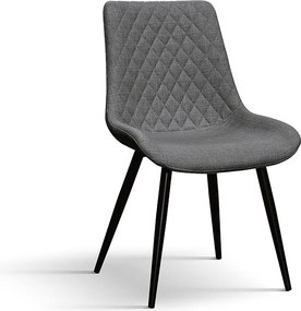 Zestaw 4 krzeseł z szarej tkaniny i czarnych metalowych nóg - VIENNA