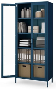 Witryna szklana do salonu granatowa Modern ANGELO 800 x 1850 x 450 mm