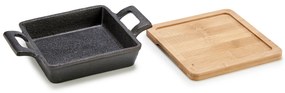 Żelazne naczynie na bambusowej podstawce SLATE, 14 x 19 x 5 cm