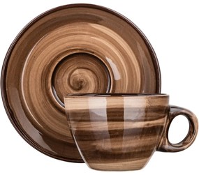 Banquet Zestaw 6 filiżanek ze spodkami Palas 90 ml, brązowy