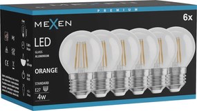 Mexen Vintis 6x żarówka filament LED E27, G45, 4W, 55 lm, orange - L156-E27-04XX-48x06