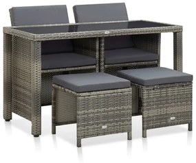 5-cz. szary zestaw rattanowy do ogrodu R5-B79