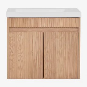 Zestaw Wiszących Mebli Łazienkowych Zintegrowany Z Umywalką Narek Popielaty Brąz & Bezlusterkowiec & Bez Kranu & ↔︎ 60 Cm - Sklum