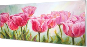 Szkło Ozdobne do Kuchni Malarski Obraz Tulipanów