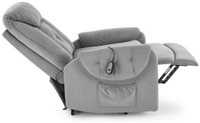 Fotel wypoczynkowy, elektryczny rozkładany, pionizacja popielaty HORTON