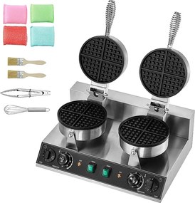 Gofrownica SucceBuy Komercyjna Okrągła Gofrownica z Podwójną Głowicą 2460 W, Nieprzywierająca