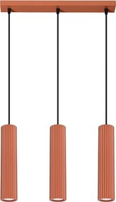 Lampa Wisząca Minimalistyczny Karbon, Aluminium - 3 Źródło - L.45 X H.98 Cm - Ochra Czerwona