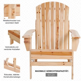 Outsunny krzesło ogrodowe Adirondack leżak ogrodowy mebel ogrodowy krzesło balkonowe, kolor: naturalny