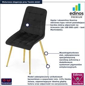 Czarne metalowe krzesło tapicerowane glamour K4-T09