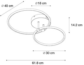 Designerska lampa sufitowa czarna z wbudowanymi diodami LED, 3-stopniowy ściemniacz, 2 źródła światła - Joaniqa Nowoczesny Oswietlenie wewnetrzne