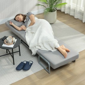 HOMCOM fotel rozkładany, fotel tapicerowany, przekształcany w łóżko dla gości, ergonomiczny, jasnoszary