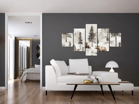 Obraz - Las z niedźwiedziami (125x70 cm)