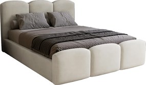 Łóżko dwuosobowe 160x200 cm Capri - pojemnik, stelaż metalowy - welur, jasny szary (Magic Velvet 2218)