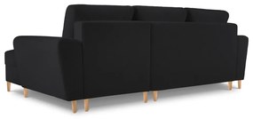 Czarny rozkładany/ze schowkiem narożnik z materiału bouclé (prawostronny/z szezlongiem) Kyoto – Cosmopolitan Design