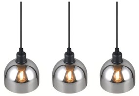 Lampa wisząca w czarno-srebrnym kolorze ze szklanym kloszem Molly – Trio