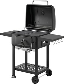 Outsunny Grill węglowy BBQ Smoker z pokrywą, termometrem, regulowaną wysokością węgla, kominem, rusztem, boczną półką i tacką na popiół | Aosom PL
