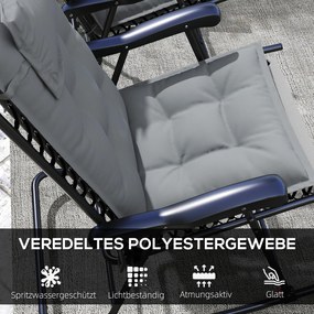 Outsunny Zestaw 2 poduszek na leżak ogrodowy Odporne na wodę 50x116x5 cm, Jasnoszary