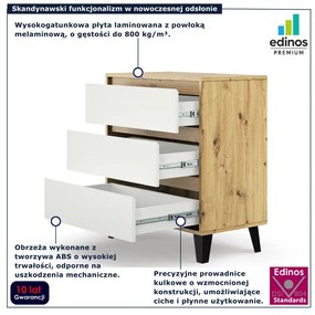 Minimalistyczna komoda na nóżkach dąb artisan + biały S5-Z92