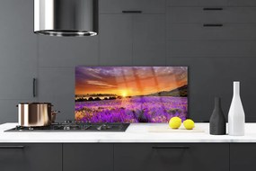 Szkło do Kuchni na Ścianę Pole Lawendy o Zmierzchu