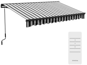 Outsunny Markiza przeciwsłoneczna Tarasowa Markiza, odporna na warunki atmosferyczne, 1 korbka, 395 x 250 x 150 cm, Szary + Biały
