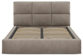 Jasnobrązowe tapicerowane łóżko dwuosobowe ze schowkiem ze stelażem 160x200 cm Libera – Windsor &amp; Co Sofas
