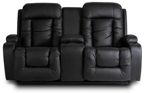 Sofa Rozkładana Dwuosobowa ALPINE Czarna Ekoskóra Nowoczesna do Salonu