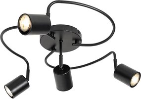 Nowoczesny plafon z reflektorami czarny regulowany 4-punktowy - Java