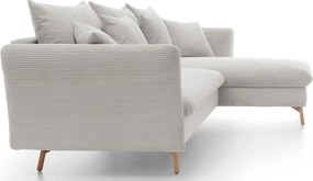 Waniliowy narożnik sztruksowy z funkcją spania D1-R94