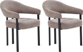 Zestaw 2 krzeseł z teksturowanej tkaniny i czarnego metalu - Taupe - ALORINA