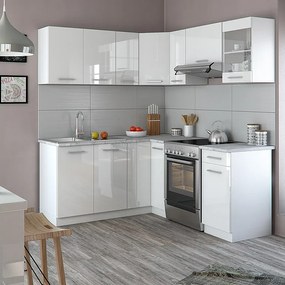 Kuchnia narożna biały wysoki połysk/biały 187x60x81.6 rick