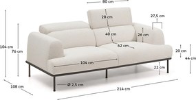 Beżowa częściowo rozkładana sofa z tkaniny szenilowej 214 cm Aurum – Kave Home