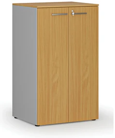 Szafa biurowa z drzwiami PRIMO GRAY, 3 półki, 1335 x 800 x 640 mm, szary/buk
