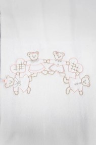Podarunkowy zestaw ręczników dla dzieci FAMILY, 2 szt Śmietankowy / Różowy haft Zestaw (ręcznik 50x90cm, ręcznik 70x130cm)