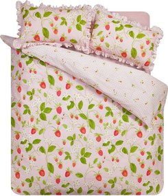 Różowa pościel dwuosobowa 3-częściowa 200x200 cm Strawberry Frills – Catherine Lansfield