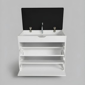 Szafka na buty z siedziskiem i wysuwanymi półkami VAULT, 57 x 30 x 53 cm